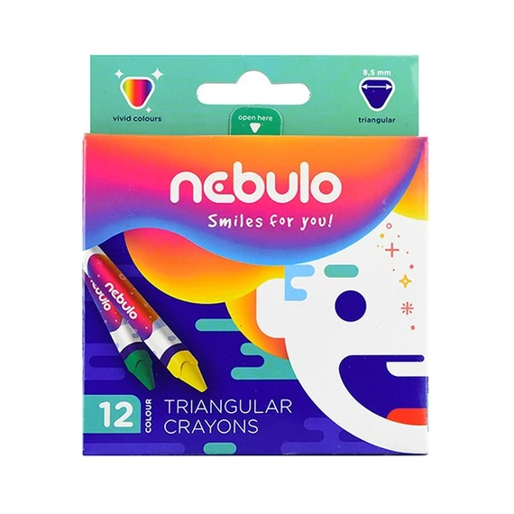 Zsírkréta, háromszögletű, 12 darabos, NEBULO