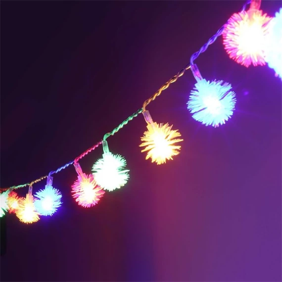 Zúzmara alakú 3cm/1,5m/több színű/10db LED-es/2xAA elemes fénydekoráció