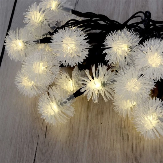 Zúzmara alakú 3cm/5m/IPX3 szabványos/meleg fehér/20db LED-es/napelemes fénydekoráció
