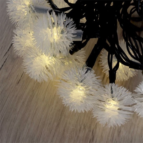 Zúzmara alakú 3cm/6m/IPX3 szabványos/meleg fehér/30db LED-es/napelemes fénydekoráció