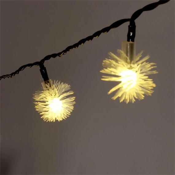 Zúzmara alakú 3cm/9m/IPX3 szabványos/meleg fehér/50db LED-es/napelemes fénydekoráció
