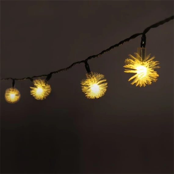 Zúzmara alakú 3cm/9m/IPX3 szabványos/meleg fehér/50db LED-es/napelemes fénydekoráció
