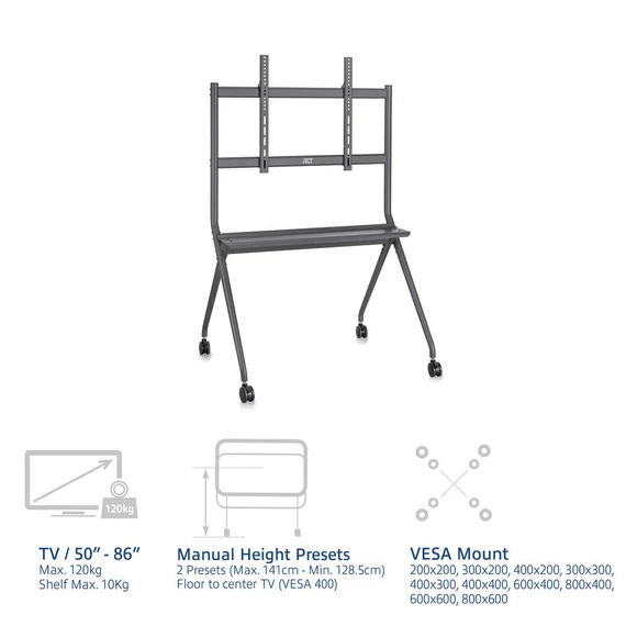 ACT AC8372 Mobile TV/monitor floor stand, 50” to 86” VESA