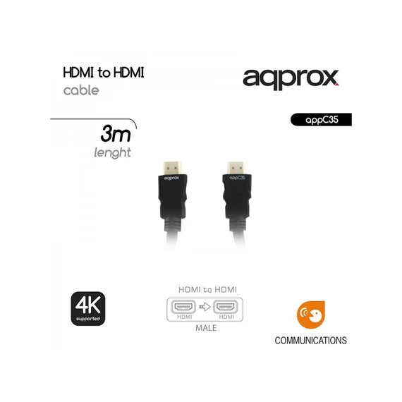 Approx APPC35 HDMI 1.4 kábel apa/apa 3m Black