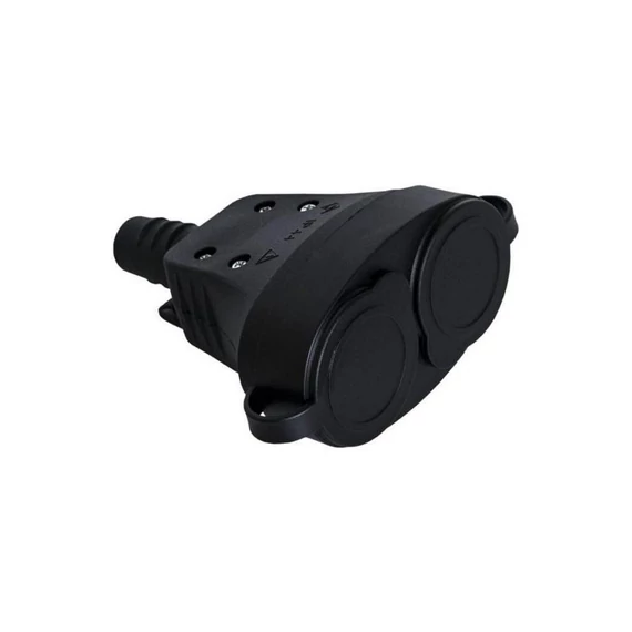 DUO SOCKET 250V 16A Gumírozott 2-es földelt dugalj Fekete