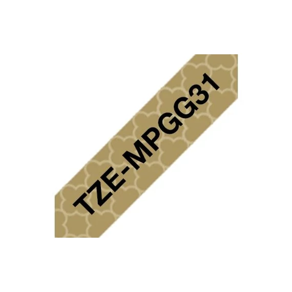Brother TZe-MPGG31 laminált P-touch szalag (12mm) Black on Gold Mint - 4m