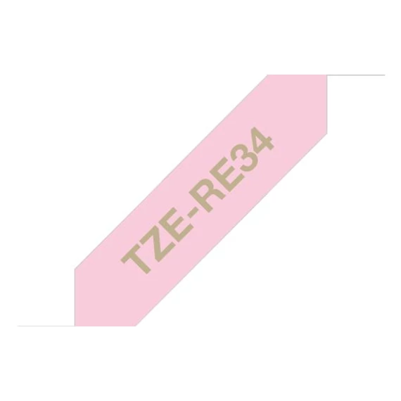 Brother TZE-RE34 selyem szövet P-touch szalag (12mm) Pink on Gold - 4m