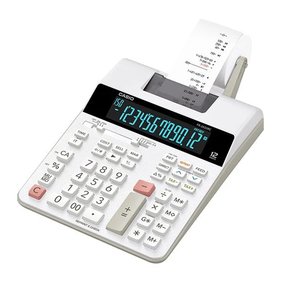 Számológép, szalagos, 12 számjegy, 2 színű nyomtató, CASIO 