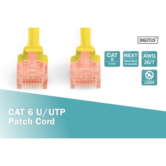 Digitus CAT6 U-UTP Patch Cable 0,25m Yellow