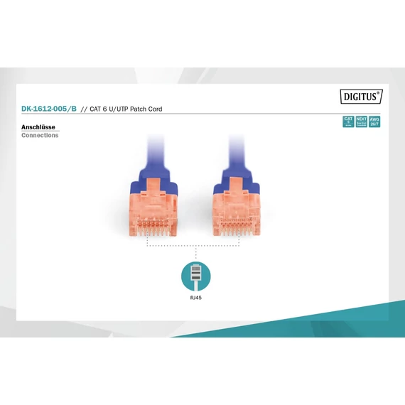 Digitus CAT6 U-UTP Patch Cable 0,5m Blue