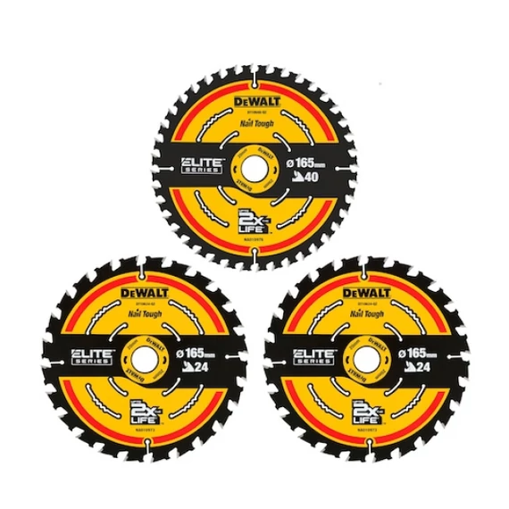 DEWALT Körfűrészlap, készlet, ELITE SERIES, 3db, 165mm