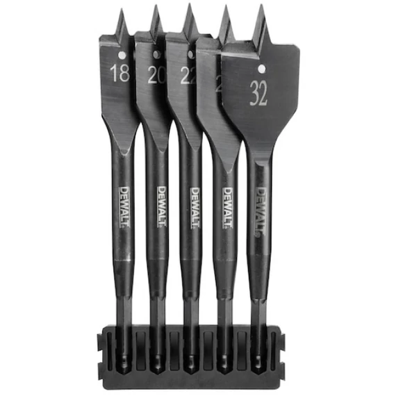 DEWALT Hegytartó, lapos fafúrók Extreme, 5db, 18-32mm