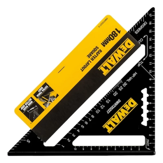 DEWALT Vonalzó, tetőfedő, derékszögű háromszög, 17,5cm