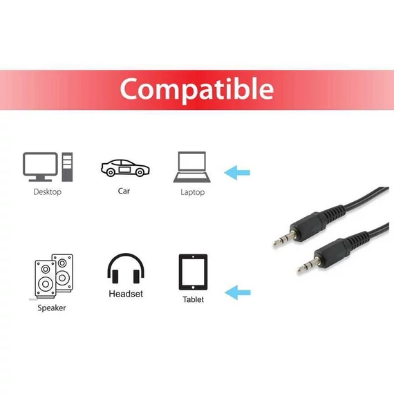 Audio kábel, 3,5 mm jack, 2,5 m, EQUIP