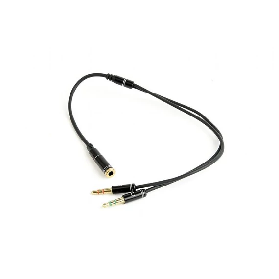 Gembird CCA-418M 3.5 mm 4-pin socket to 2 x 3.5 mm stereo plug adapter cable 0,2 m Black