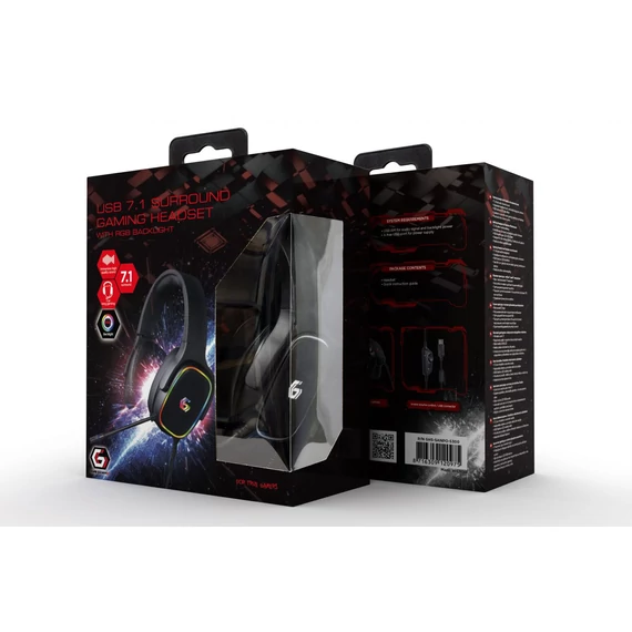 Gembird USB 7.1 Surround Gaming Headset with RGB Black