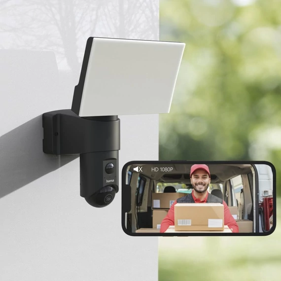 Biztonsági kamera HAMA kültéri 1080p éjjellátó + reflektor