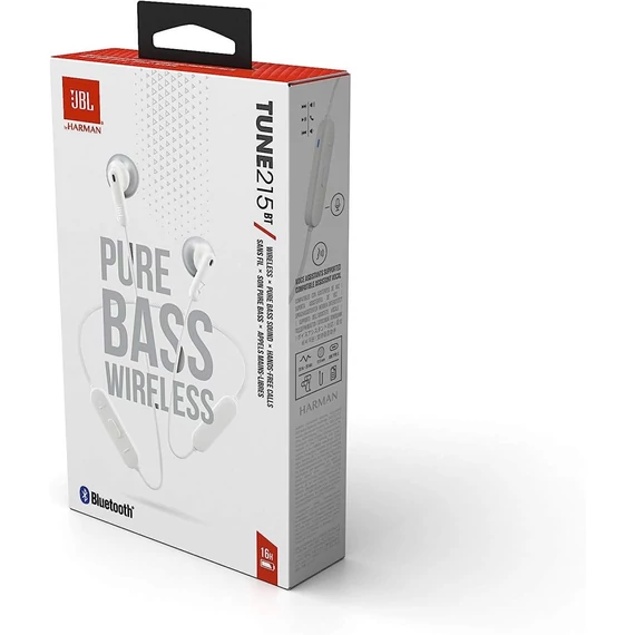 JBL T215BTWHT Bluetooth nyakpántos fehér fülhallgató