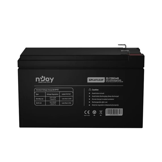 NJOY Szünetmentes Akkumulátor - GPL07122F (12V/7Ah, Long-life, T2/F2, zárt, gondozás mentes, AGM)