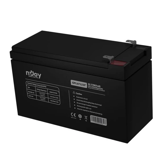 NJOY Szünetmentes Akkumulátor - GPL07122F (12V/7Ah, Long-life, T2/F2, zárt, gondozás mentes, AGM)