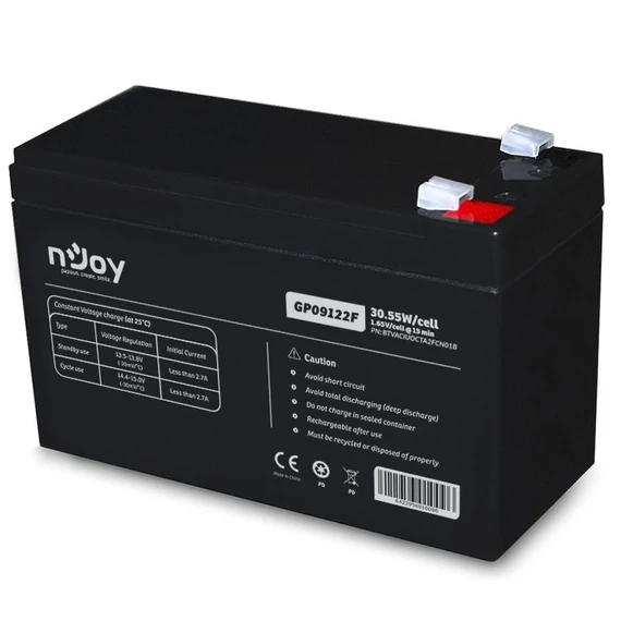 NJOY Szünetmentes akkumulátor - GP09122F (12V/9Ah, T2/F2, zárt, gondozás mentes, AGM)