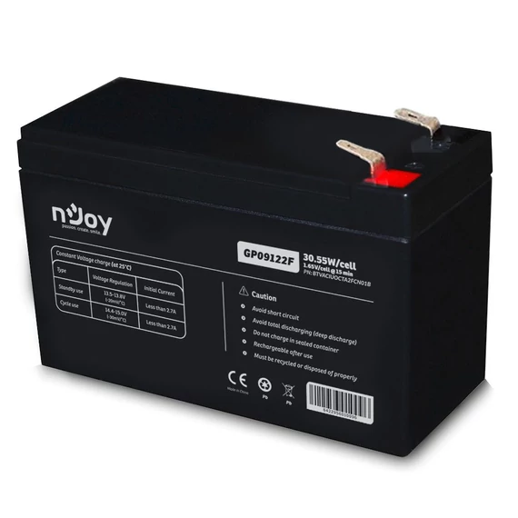 NJOY Szünetmentes akkumulátor - GP09122F (12V/9Ah, T2/F2, zárt, gondozás mentes, AGM)