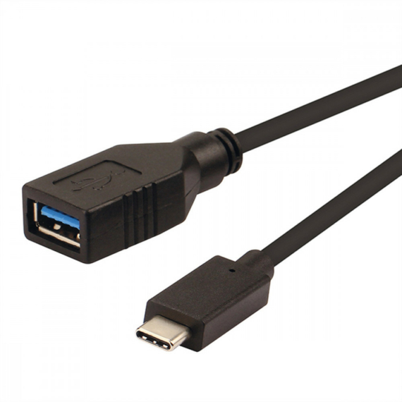 Roline USB 3.1 C/M - A/F 3.0 OTG, fekete 15cm