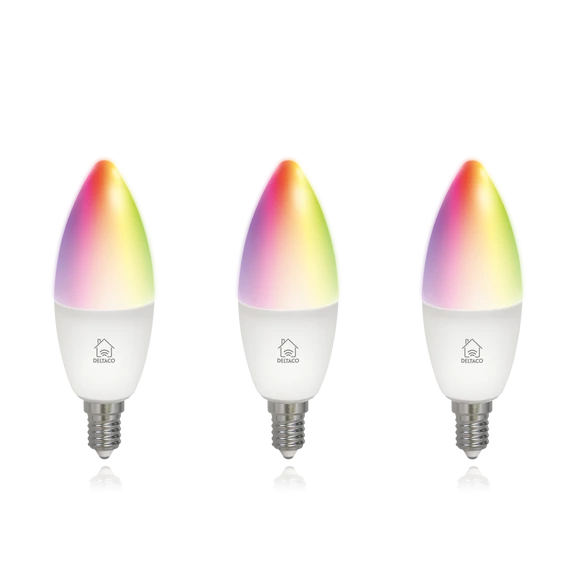 Izzó SMART HOME SH-LE14RGB-3P, RGB, gyertya, 3db/cs, Deltaco