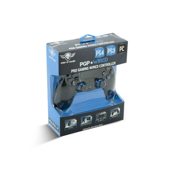 Spirit of Gamer XGP WIRED PS4/PC fekete-kék vezetékes kontroller