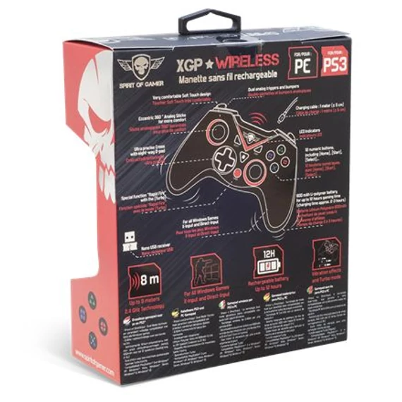 Spirit of Gamer XGP WIRELESS fekete-piros vezeték nélküli kontroller