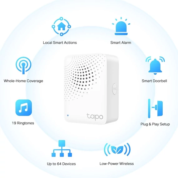 TP-Link Okos-otthon Hub - Tapo H100 (2,4GHz; 868/922 MHz; max 64 eszköz)