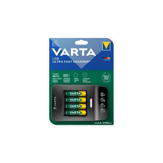 Varta 57685101441 LCD Ultra Fast Charger/4db AA 2100mAh akku/akku töltő
