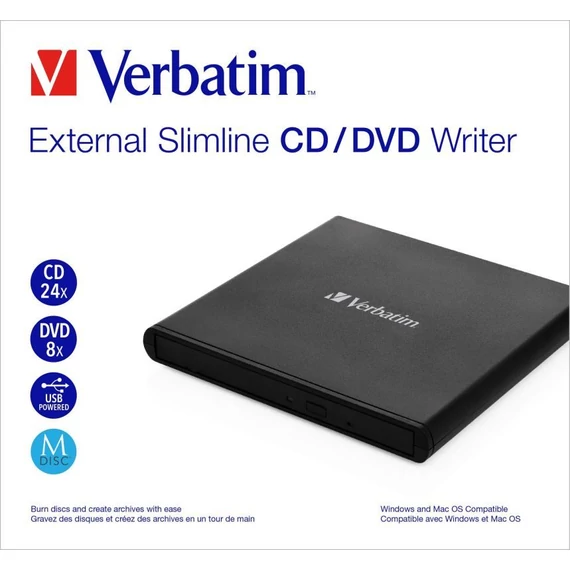 CD/DVD író, USB 2.0, külső, VERBATIM