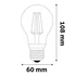 LED izzó, filament, E27, gömb, A60, 8,5W, 1055lm, 4000K, AVIDE