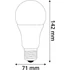 LED izzó, E27, gömb, A70, 16W, 1901lm, 3000K, AVIDE