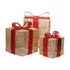 Kép 2/3 - Iris Doboz alakú /1db 20cm, 1db 25cm, 1db 30cm/ arany-piros fémdoboz műanyag masnival dekor szett