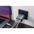 Hálózati töltő, 2xUSB-C PD (65W), USB-A QC 3.0, EU/UK/US, GaN, VERBATIM
