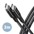 Kép 1/7 - AXAGON BUCM-CM30AB HQ USB-C <> USB-C Cable 3m Black