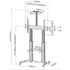 Kép 12/12 - Equip TV/Monitor állvány - 650605 (60"-100" álló, dönthető, állítható magasság, gurulós, Max.:100kg, fekete/ezüst)