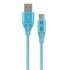 Kép 1/2 - Gembird CC-USB2B-AMCM-1M-VW Premium cotton braided Type-C USB charging and data cable 1m Turquoise Blue/White